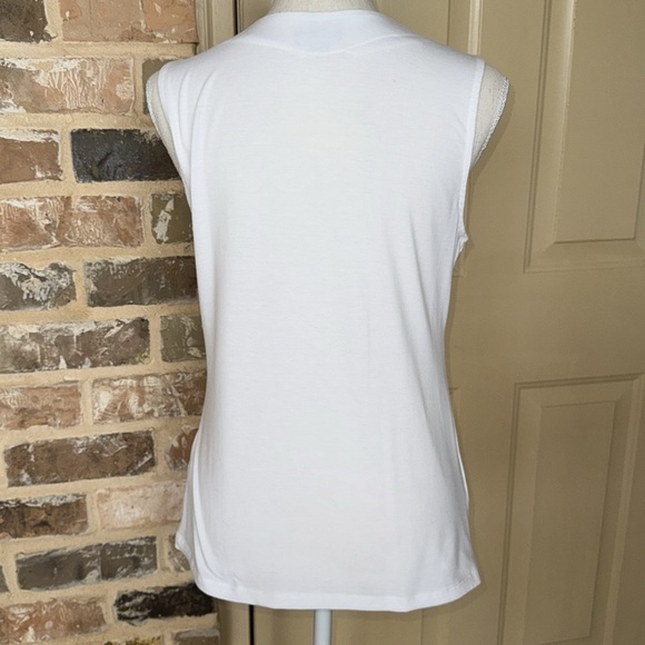 New Directions White Sleeveless Wrap Tank Top Ruched Side Stretch Knit Sz Small - Picture 4 of 11